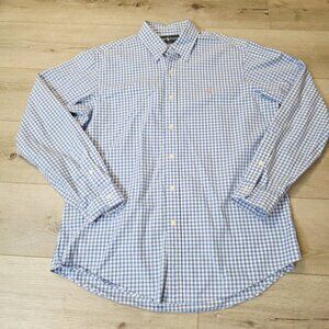 Ralph Lauren Mens Custom Fit Blue Plaid Button Up Long Sleeve Shirt Sz Lg